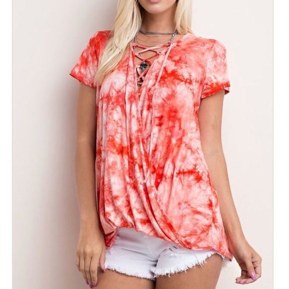 Orange tie dye infinity top - Picture 2 of 6